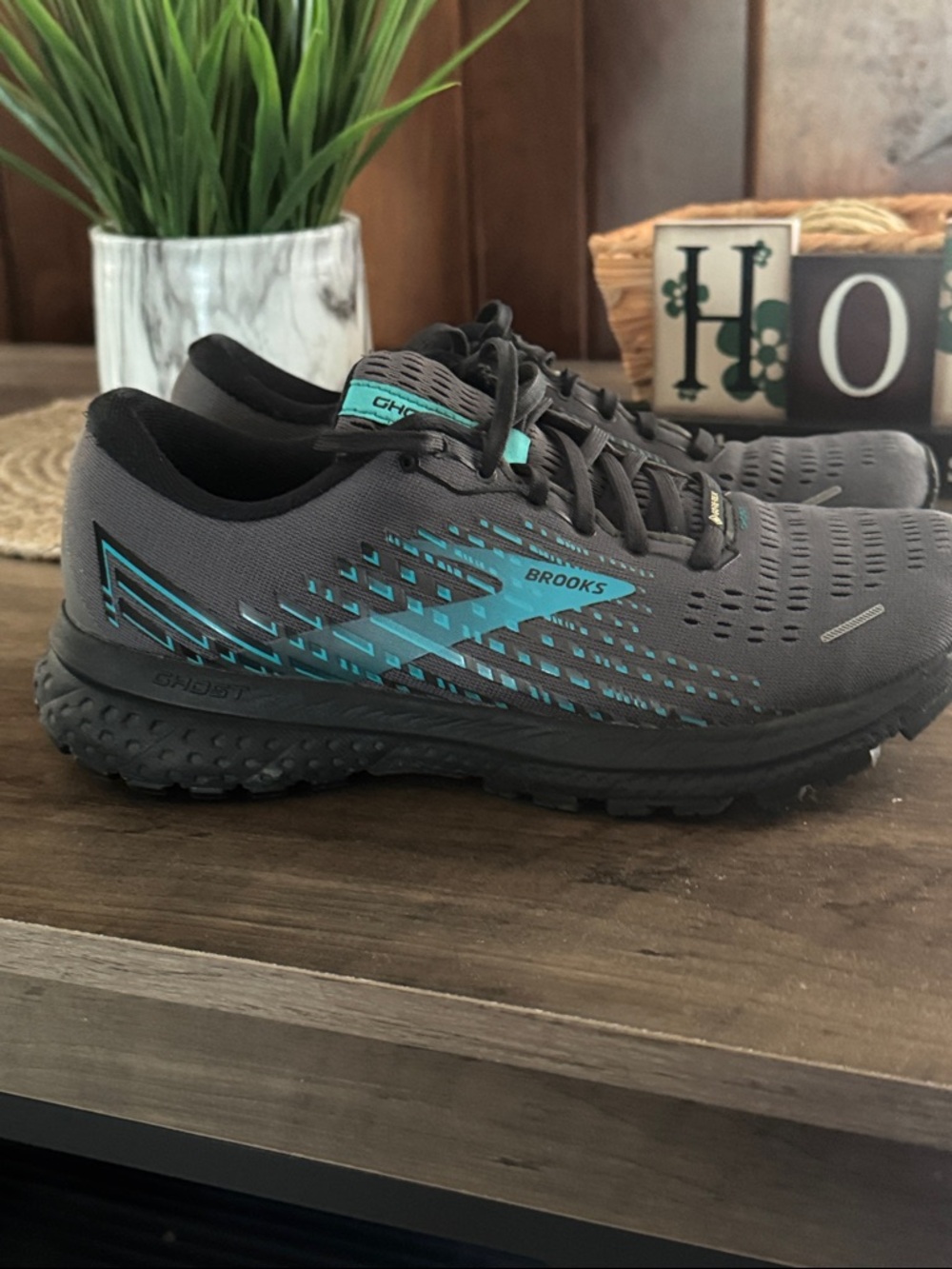 Brooks Black Running Shoes with Teal Accents
